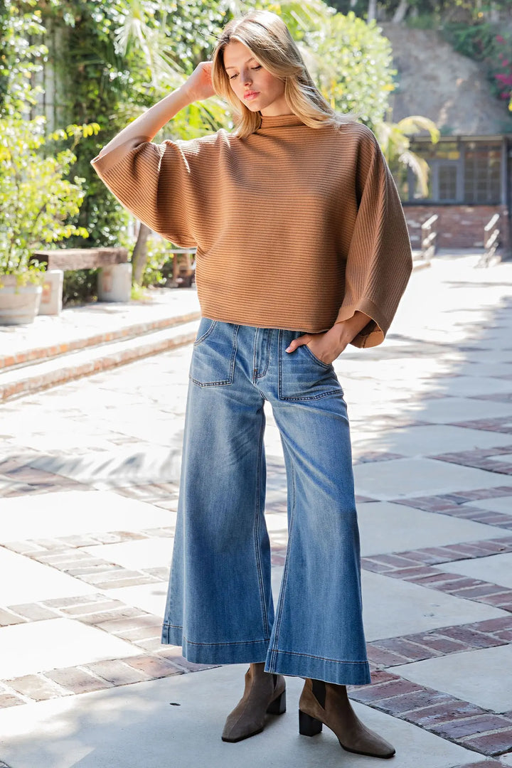 Caramel Comfort Mock Neck Sweater