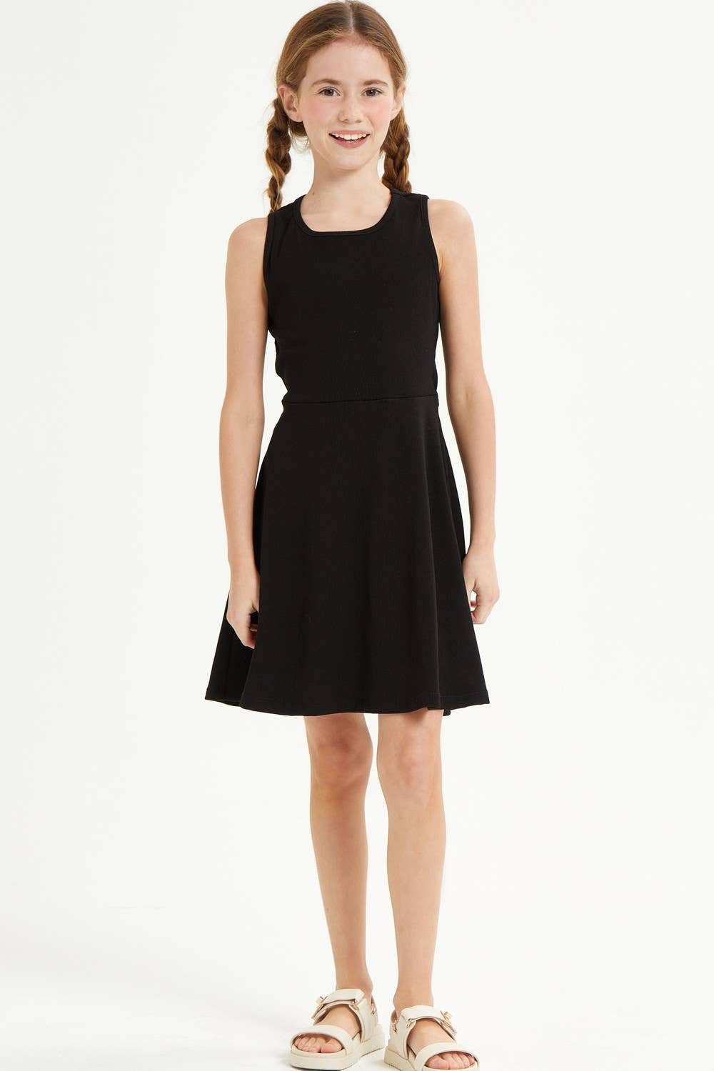 Cutout Back Sleeveless Fit and Flare Dress- Black