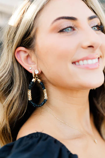 GameDay Glitter Teardrops- Black/Gold
