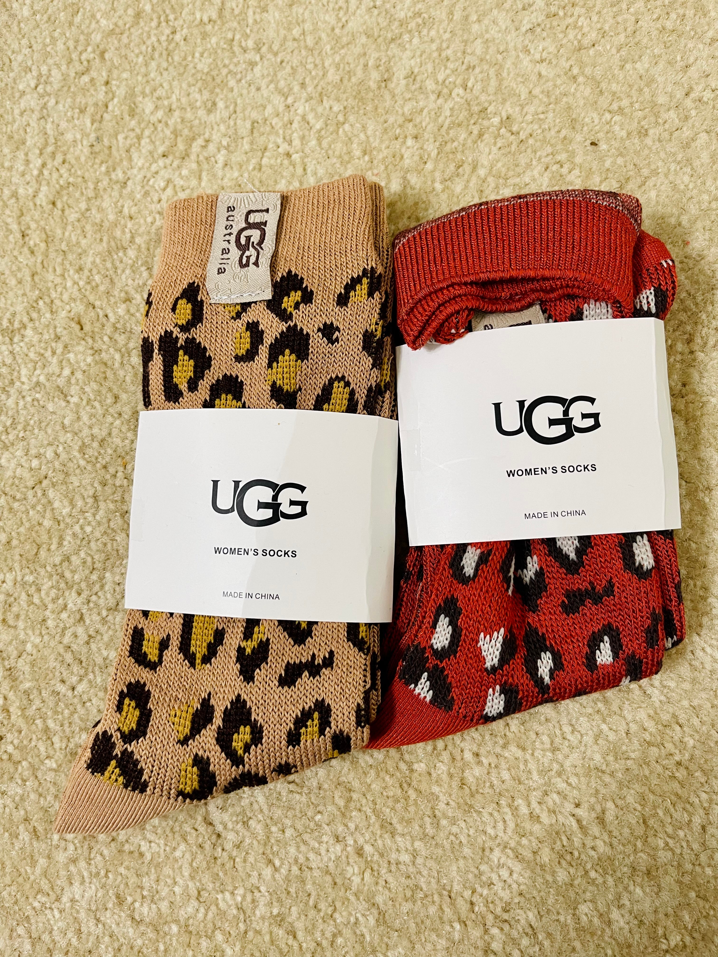 Lightweight leopard Ugg sock