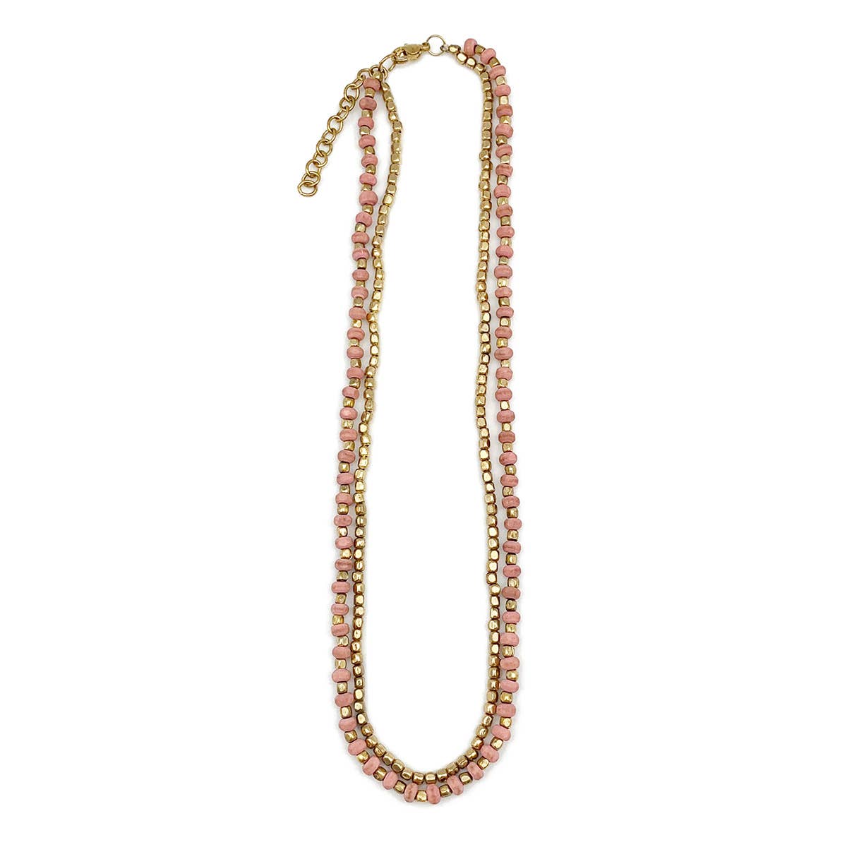 Sachi Mulberry Mix Necklace - Two Short Strands Light Pink