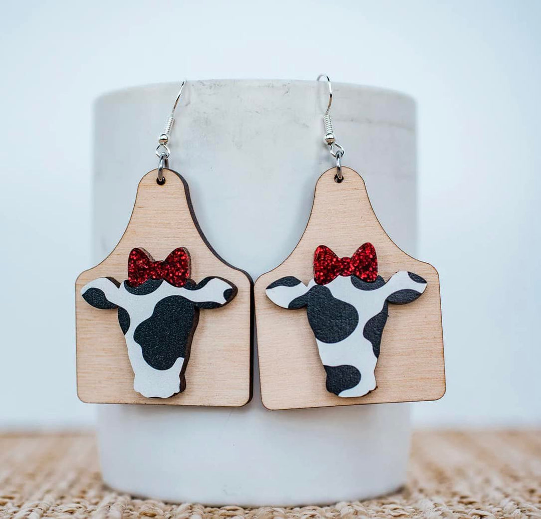 Bow cow tag dangles