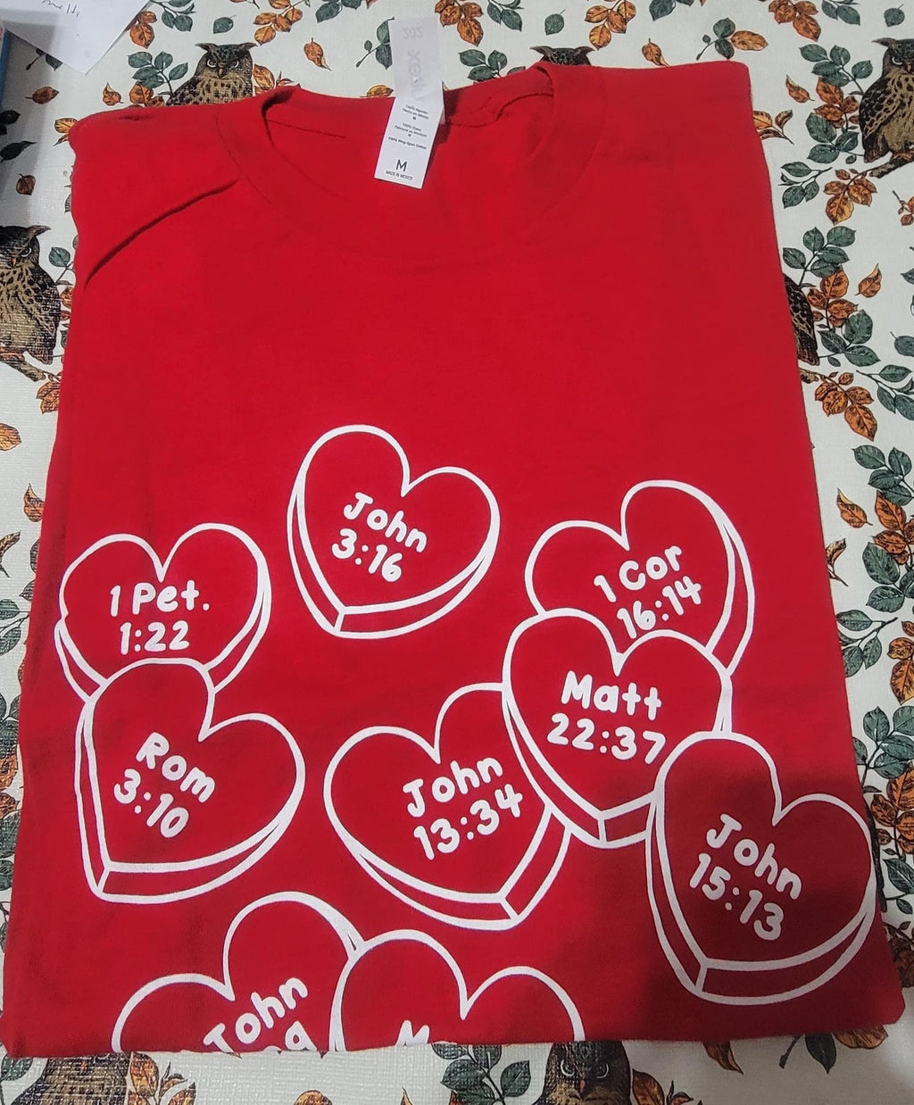 Red Conversation Hearts - tee