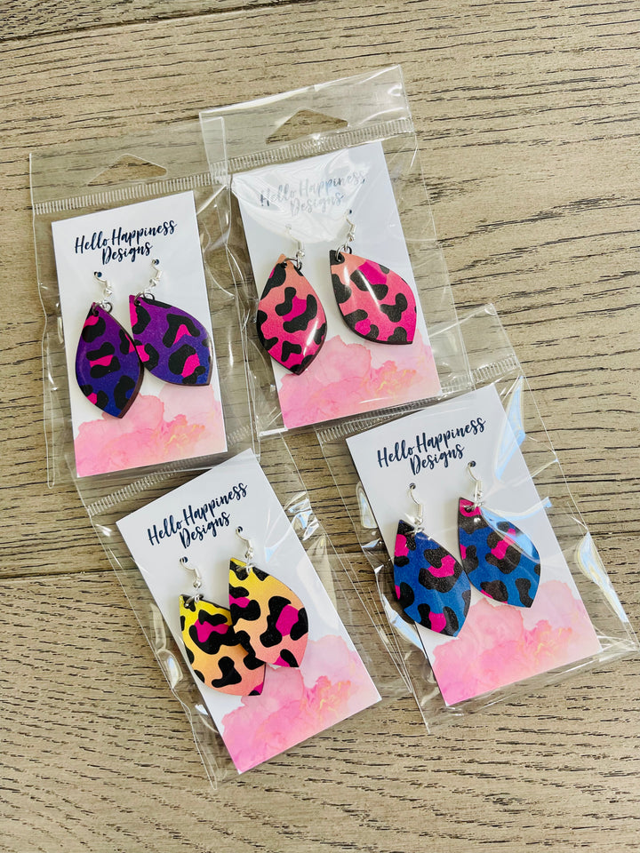 Rainbow Cheetah dangles