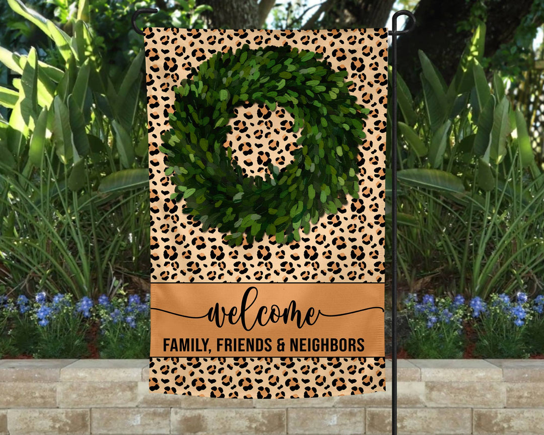 Garden Flag - Boxwood and Leopard Print