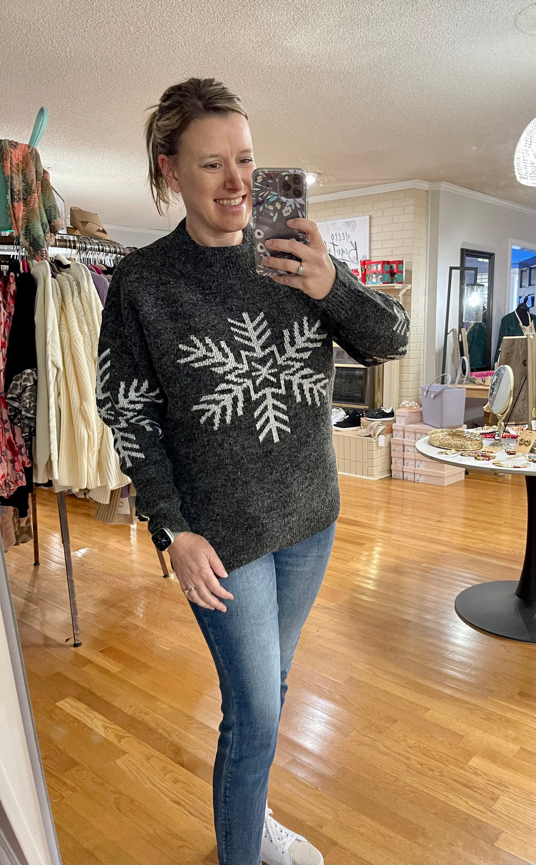 Charcoal Snowflake Sweater