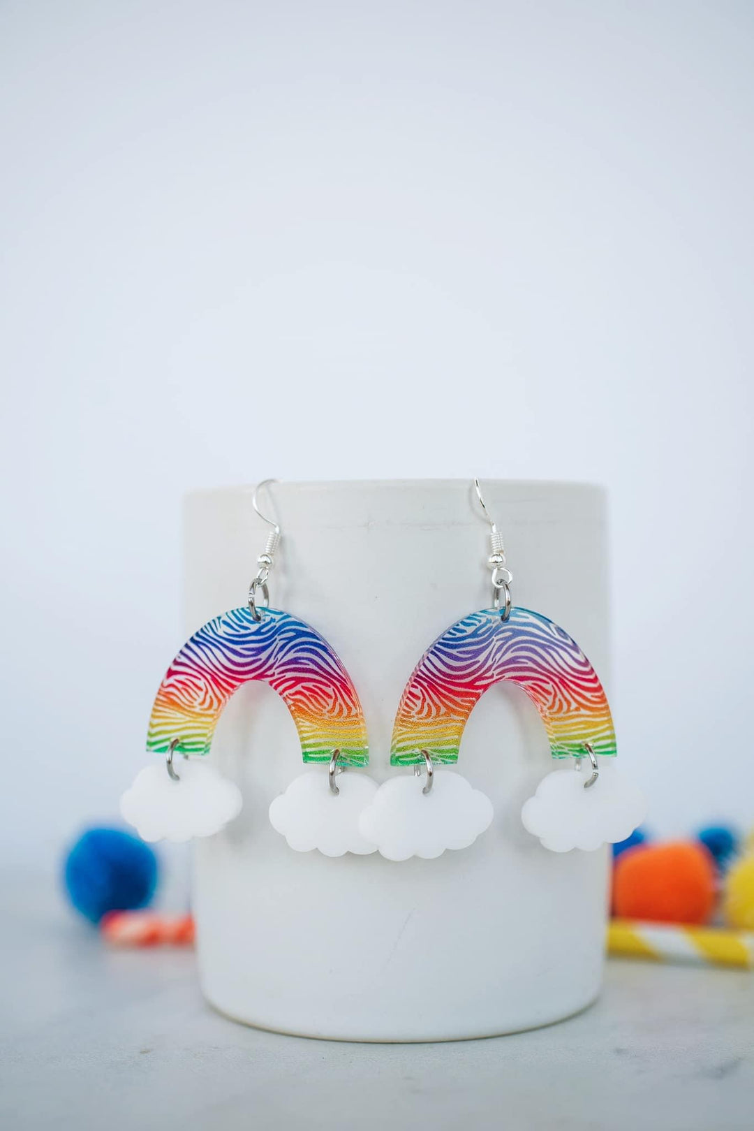Acrylic rainbow 🌈 with clouds dangles