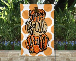 Garden Flag - Happy Fall Y'all Stacked Pumpkins
