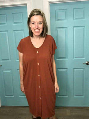 Solid Dress with Faux buttons