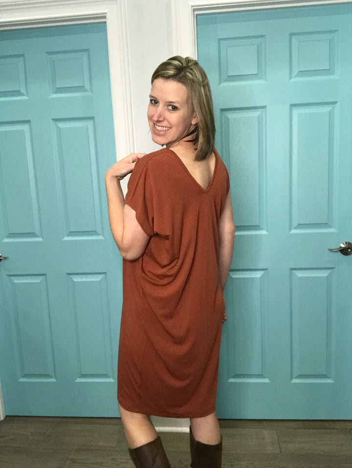 Solid Dress with Faux buttons