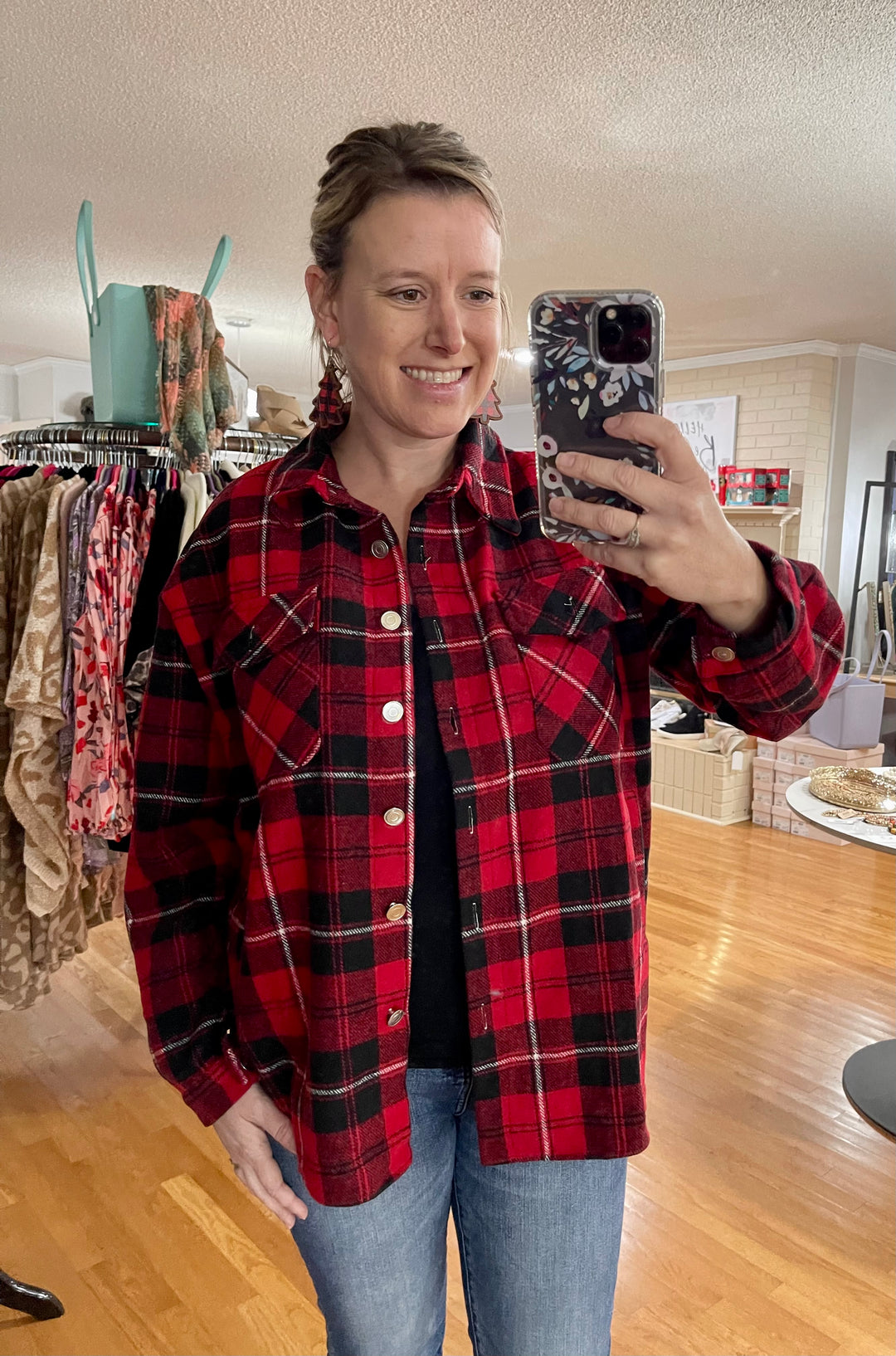 Red and Black plaid Shacket