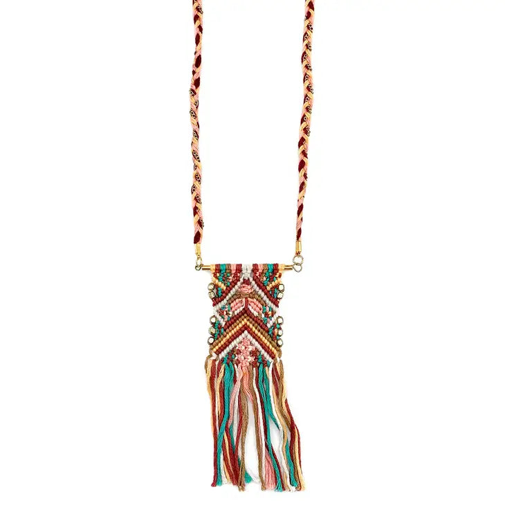 Sachi Necklace- Woven Fabric Fringe